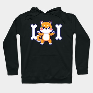 Cute Shiba Inu Lifting Bone Barbell Cartoon Hoodie